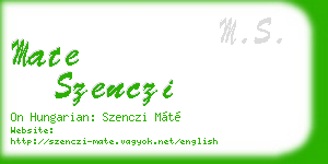 mate szenczi business card